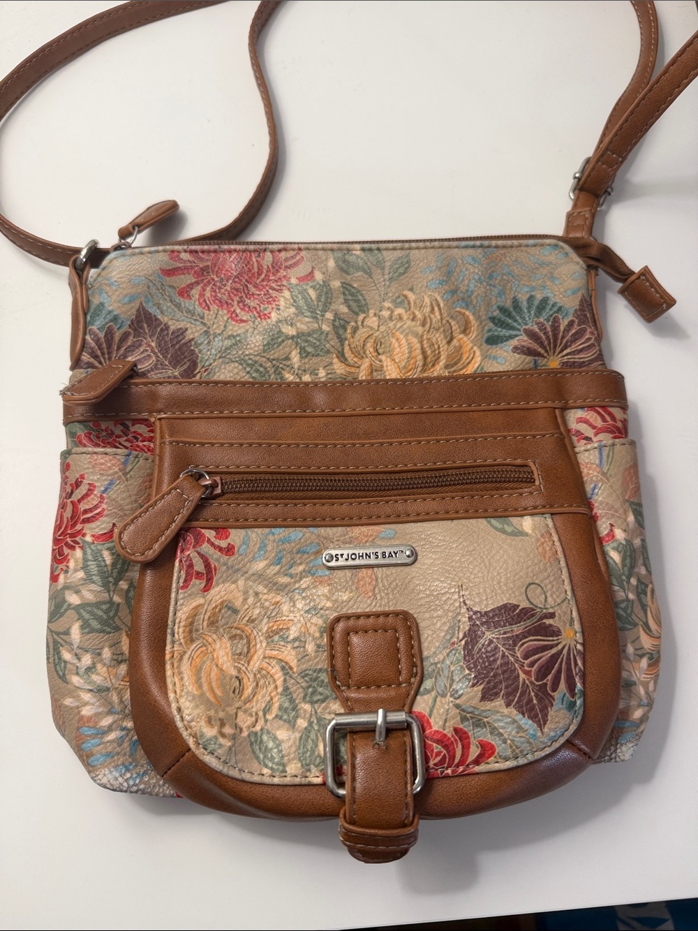 St. John's Bay Floral Tapestry Crossbody in Brown and Multicolor